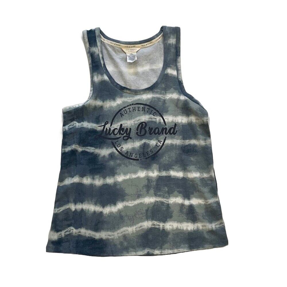 Lucky Brand Los Angeles Cotton Blue, Gray Tie Dye Tank Top, Size Small
